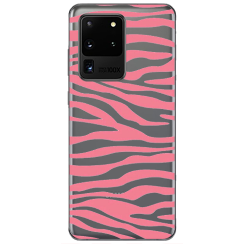 Samsung S20 Ultra Pink Zebra Transparent Silicone TPU Θήκη