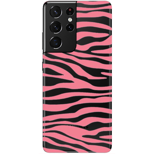 Samsung S21 Ultra Pink Zebra Transparent Silicone TPU Θήκη