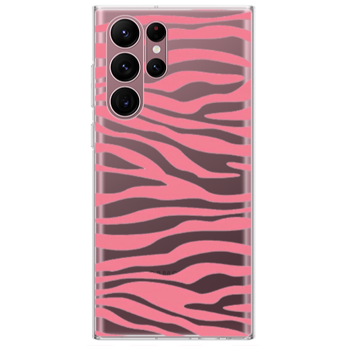 Samsung S22 Ultra Pink Zebra Transparent Silicone TPU Θήκη