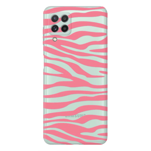 Samsung A22 4G Pink Zebra Transparent Silicone TPU Θήκη