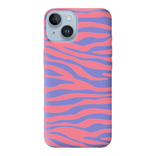 Apple iPhone 14  Pink Zebra Purple Colored Silicone TPU Θήκη