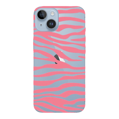 Apple iPhone 14  Pink Zebra Transparent Silicone TPU Θήκη
