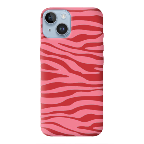 Apple iPhone 14 Plus Pink Zebra Red Colored Silicone TPU Θήκη