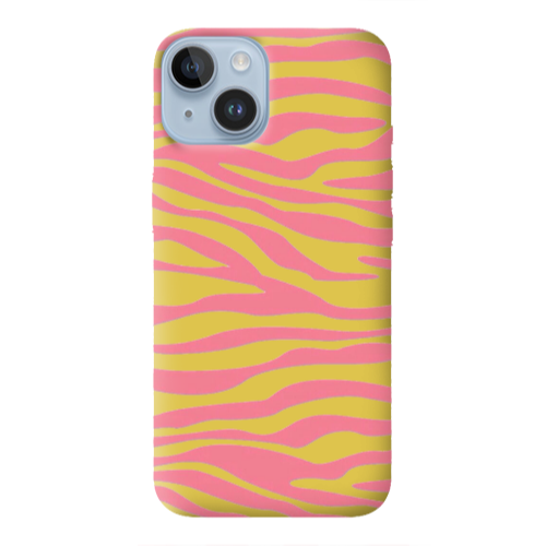 Apple iPhone 14 Plus Pink Zebra Yellow Colored Silicone TPU Θήκη
