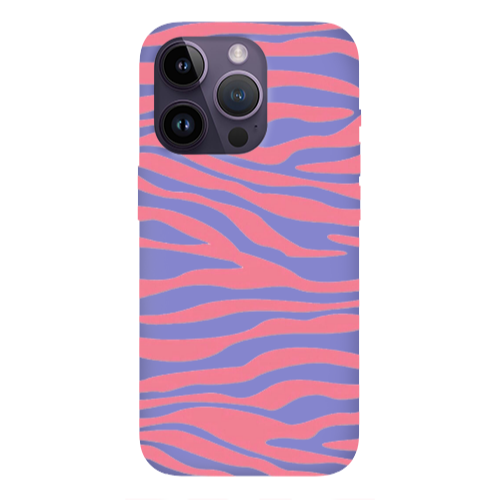 Apple iPhone 14 Pro  Pink Zebra Purple Colored Silicone TPU Θήκη