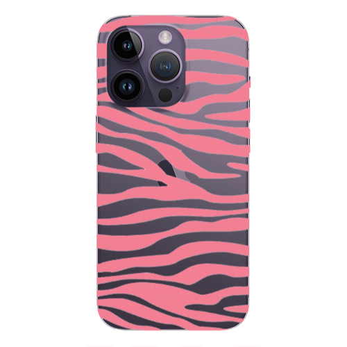 Apple iPhone 14 Pro  Pink Zebra Transparent Silicone TPU Θήκη