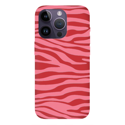 Apple iPhone 14 Pro  Pink Zebra Red Colored Silicone TPU Θήκη