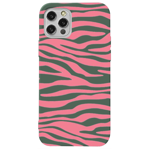 Apple iPhone 13 Pro Pink Zebra Dark Green Colored Silicone TPU Θήκη