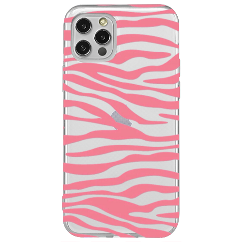 Apple iPhone 12 Pro Pink Zebra Transparent Silicone TPU Θήκη