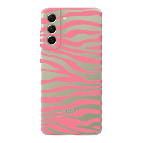 Samsung S21 PLUS Pink Zebra Transparent Silicone TPU Θήκη