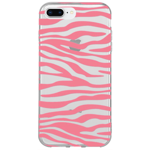 Apple iPhone 7 Plus Pink Zebra Transparent Silicone TPU Θήκη