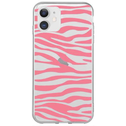 Apple iPhone 12 Mini Pink Zebra Transparent Silicone TPU Θήκη