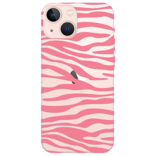 Apple iPhone 13 Mini Pink Zebra Transparent Silicone TPU Θήκη