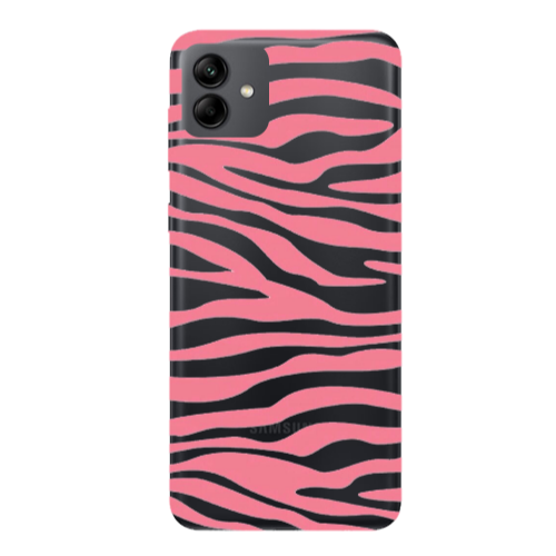 Samsung A04 Pink Zebra Transparent Silicone TPU Θήκη