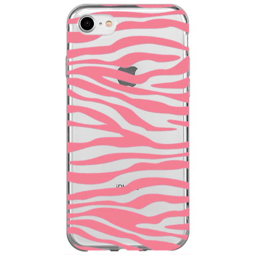 Apple iPhone SE 2020 Pink Zebra Transparent Silicone TPU Θήκη