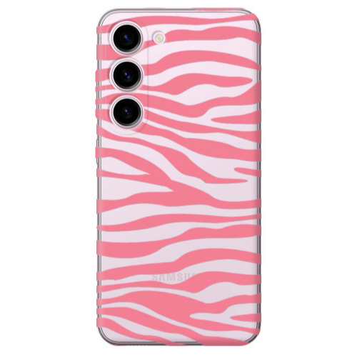 Samsung S23 Pink Zebra Transparent Silicone TPU Θήκη