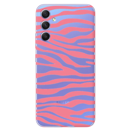 Samsung A34 Pink Zebra Transparent Silicone TPU Θήκη