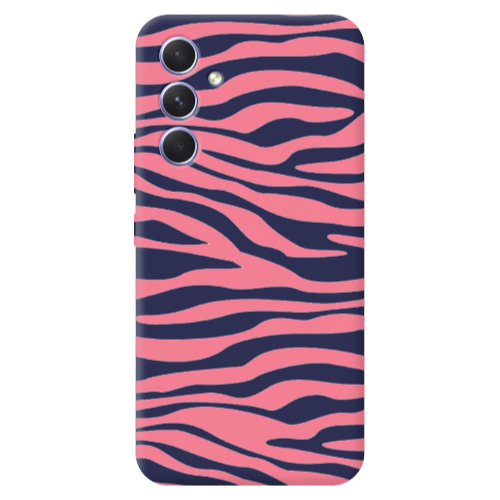 Samsung A54 Pink Zebra Dark blue Colored Silicone TPU Θήκη