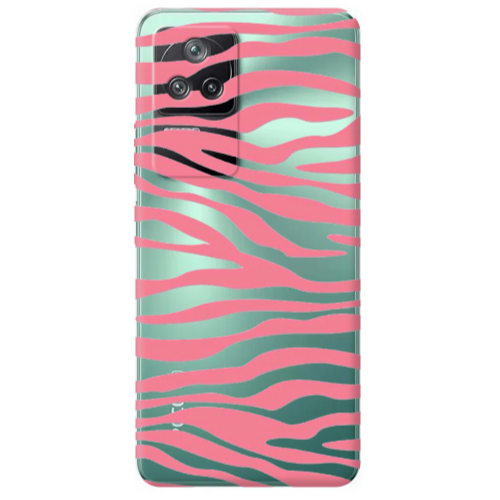 Xiaomi Poco F4 Pink Zebra Transparent Silicone TPU Θήκη