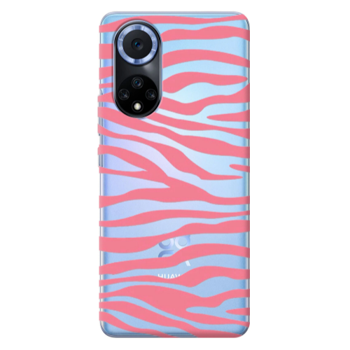 Huawei Nova 9 Pink Zebra Transparent Silicone TPU Θήκη