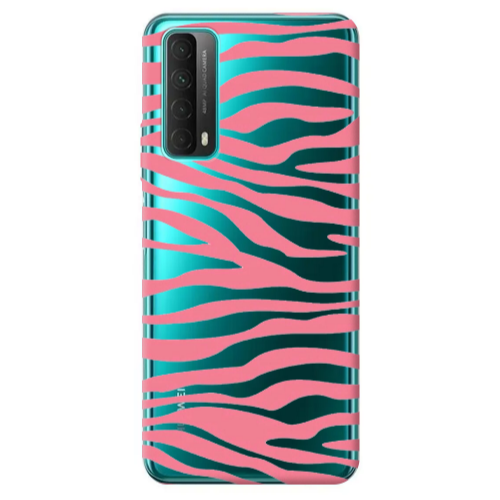 Huawei P Smart 2021 Pink Zebra Transparent Silicone TPU Θήκη
