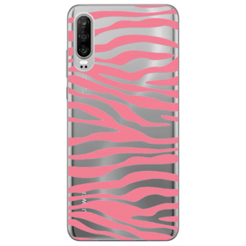 Huawei P30 Pink Zebra Transparent Silicone TPU Θήκη
