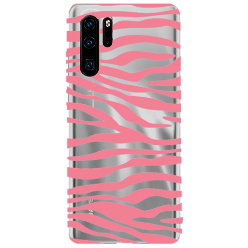 Huawei P30 Pro Pink Zebra Transparent Silicone TPU Θήκη