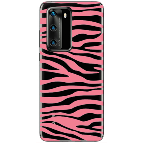 Huawei P40 Pink Zebra Transparent Silicone TPU Θήκη