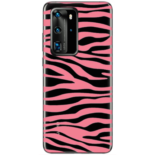 Huawei P40 Pro Pink Zebra Transparent Silicone TPU Θήκη