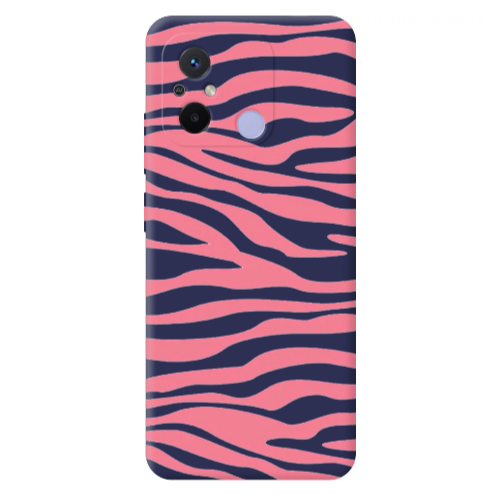 Xiaomi Redmi 12C Pink Zebra Dark blue Colored Silicone TPU Θήκη