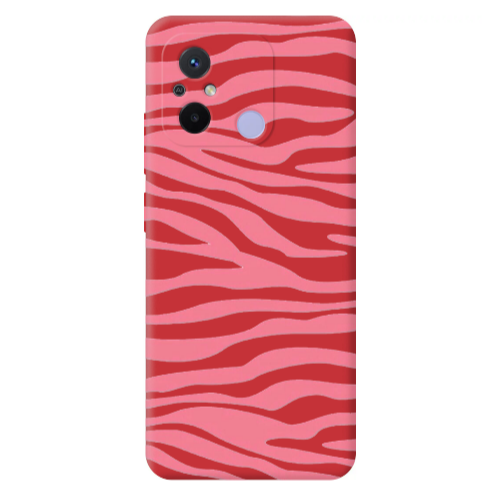 Xiaomi Redmi 12C Pink Zebra Red Colored Silicone TPU Θήκη