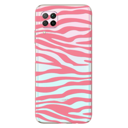 Huawei P40 Lite Pink Zebra Transparent Silicone TPU Θήκη