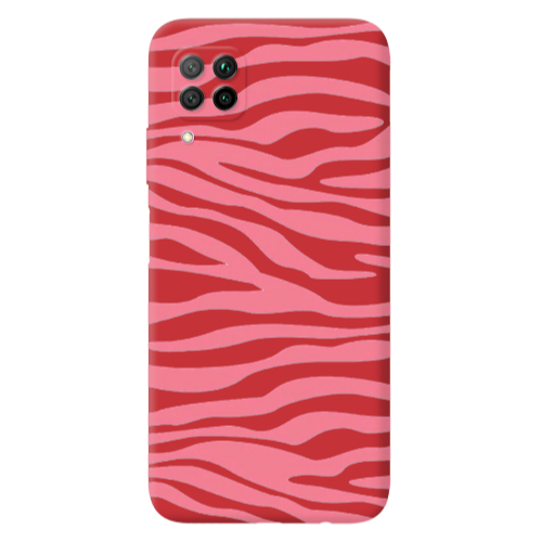 Huawei P40 Lite Pink Zebra Red Colored Silicone TPU Θήκη