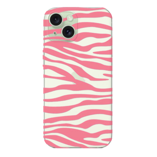 Apple iPhone 15 Pink Zebra Transparent Silicone TPU Θήκη