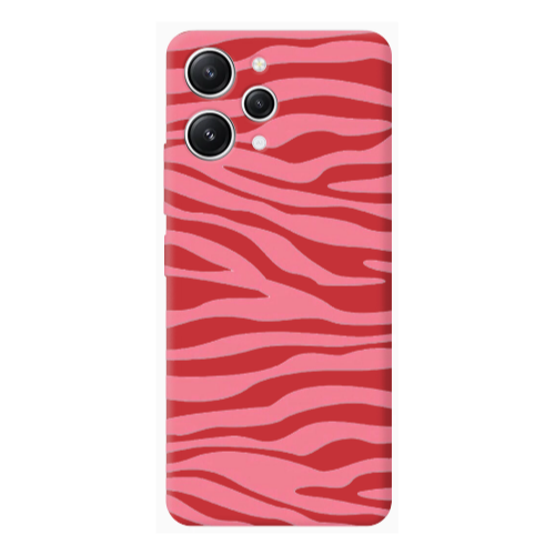 Xiaomi Redmi 12 Pink Zebra Red Colored Silicone TPU Θήκη