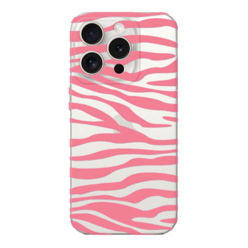 Apple iPhone 15 Pro Max Pink Zebra Transparent Silicone TPU Θήκη
