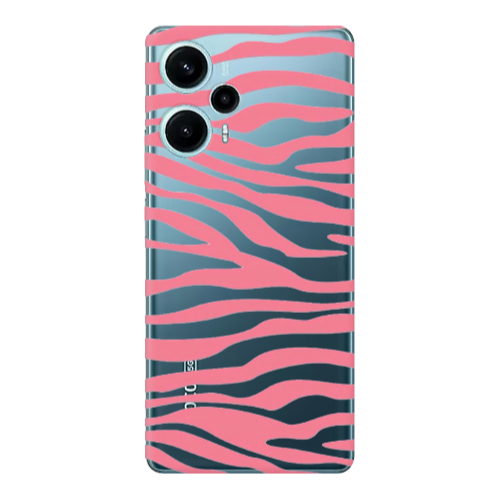 Xiaomi Poco F5 Pink Zebra Transparent Silicone TPU Θήκη
