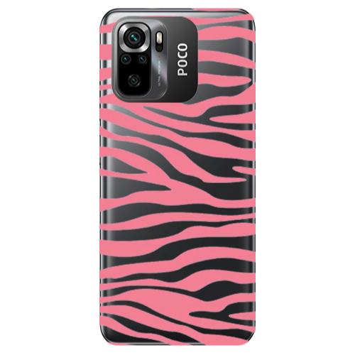 Xiaomi Poco M5 s Pink Zebra Transparent Silicone TPU Θήκη