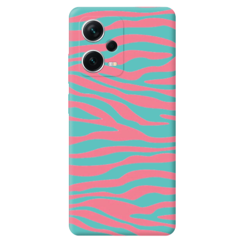 Xiaomi Poco X5 Pink Zebra Turquoise Colored Silicone TPU Θήκη