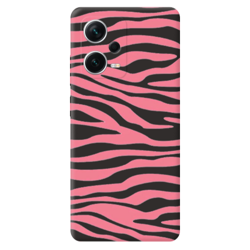 Xiaomi Poco X5 Pink Zebra Black Colored Silicone TPU Θήκη