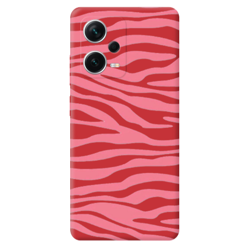 Xiaomi Poco X5 Pink Zebra Red Colored Silicone TPU Θήκη