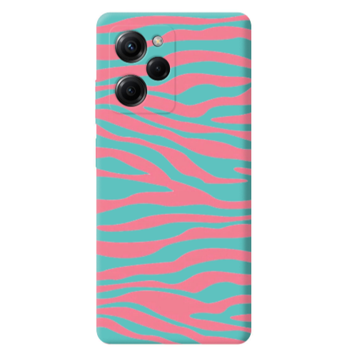 Xiaomi Poco X5 Pro Pink Zebra Turquoise Colored Silicone TPU Θήκη