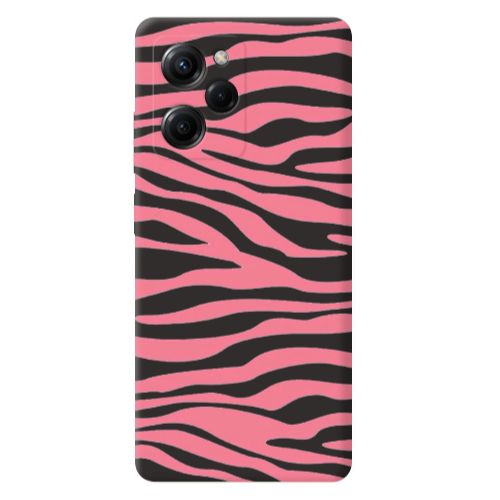 Xiaomi Poco X5 Pro Pink Zebra Black Colored Silicone TPU Θήκη