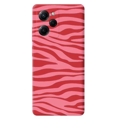 Xiaomi Poco X5 Pro Pink Zebra Red Colored Silicone TPU Θήκη