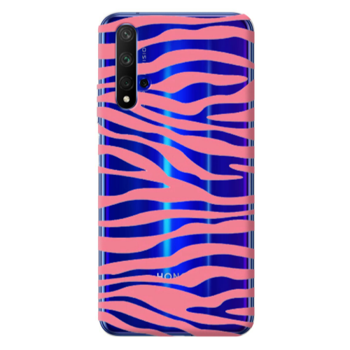 Huawei Nova 5 T Pink Zebra Transparent Silicone TPU Θήκη