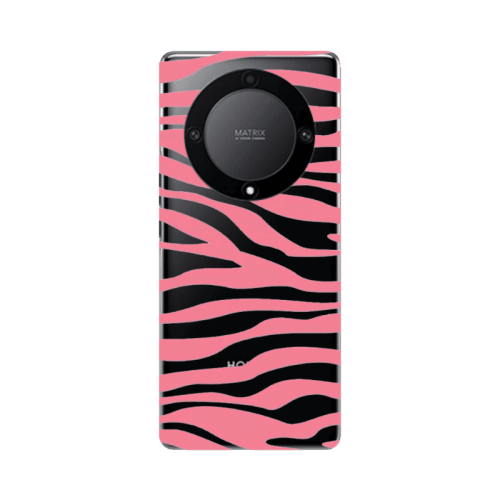 Honor Magic5 Lite 5G Pink Zebra Transparent Silicone TPU Θήκη