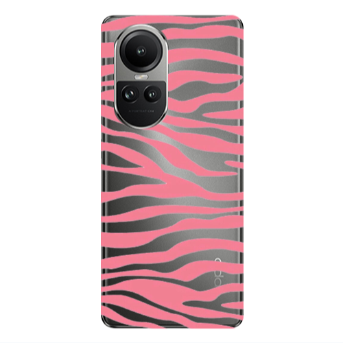 Oppo Reno10 5G Pink Zebra Transparent Silicone TPU Θήκη