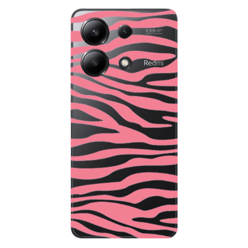 Xiaomi Redmi Note 13 4G Pink Zebra Transparent Silicone TPU Θήκη