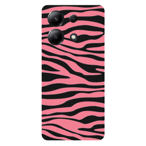 Xiaomi Redmi Note 13 4G Pink Zebra Black Colored Silicone TPU Θήκη