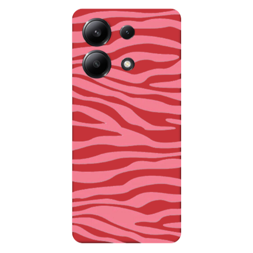 Xiaomi Redmi Note 13 4G Pink Zebra Red Colored Silicone TPU Θήκη